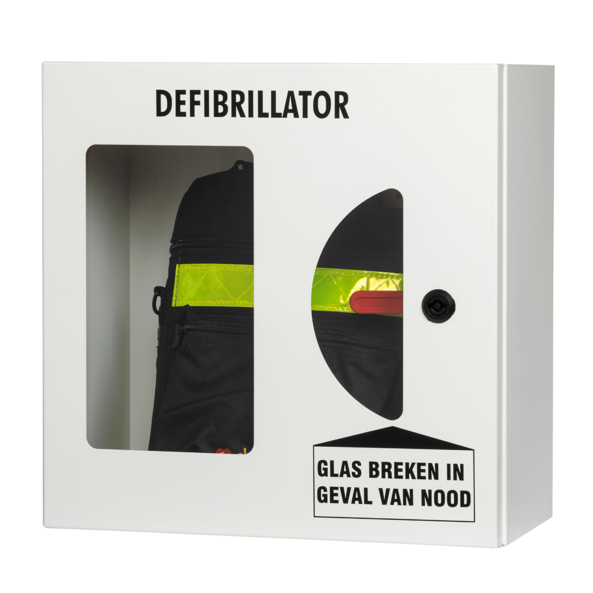 AED Wandkast afsluitbaar met breekglas en alarm (wit, 40x40 cm)